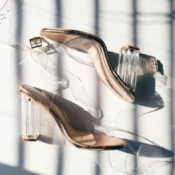 LORETA 24HR OVERNIGHT COLLECTION Erika: Rose Gold Clear Heels