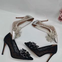 LORETA Belvia Crystal Bow Heels (Silver) 24HR OVERNIGHT COLLECTION