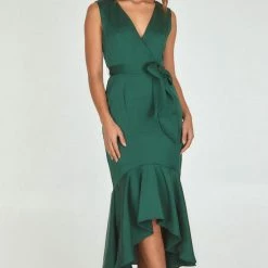 LORETA Clothing Midi Date Night Dress (Emerald)