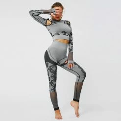 LORETA Clothing Cut Out Ash: Black & Gray Activewear