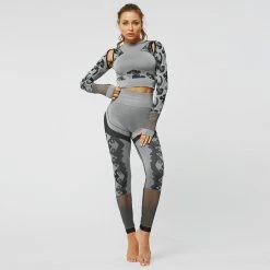 LORETA Clothing Cut Out Ash: Black & Gray Activewear