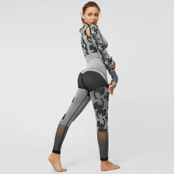 LORETA Clothing Cut Out Ash: Black & Gray Activewear