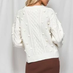 LORETA Clothing Cable Knit Textured Cardigan (White) 8 LORETA Clothing Cable Knit Textured Cardigan (White)