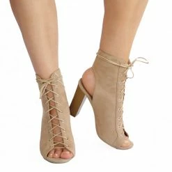 LORETA Katie: Nude Lace Up Shoes 24HR OVERNIGHT COLLECTION