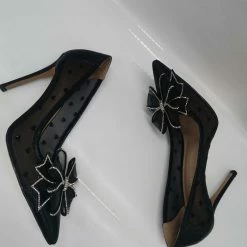 LORETA Belvia Crystal Bow Heels (Black) 24HR OVERNIGHT COLLECTION