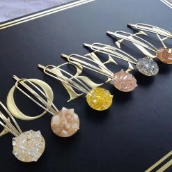 LORETA Crystal Gold Hair Clips Pins Set (7pcs) 24HR OVERNIGHT COLLECTION